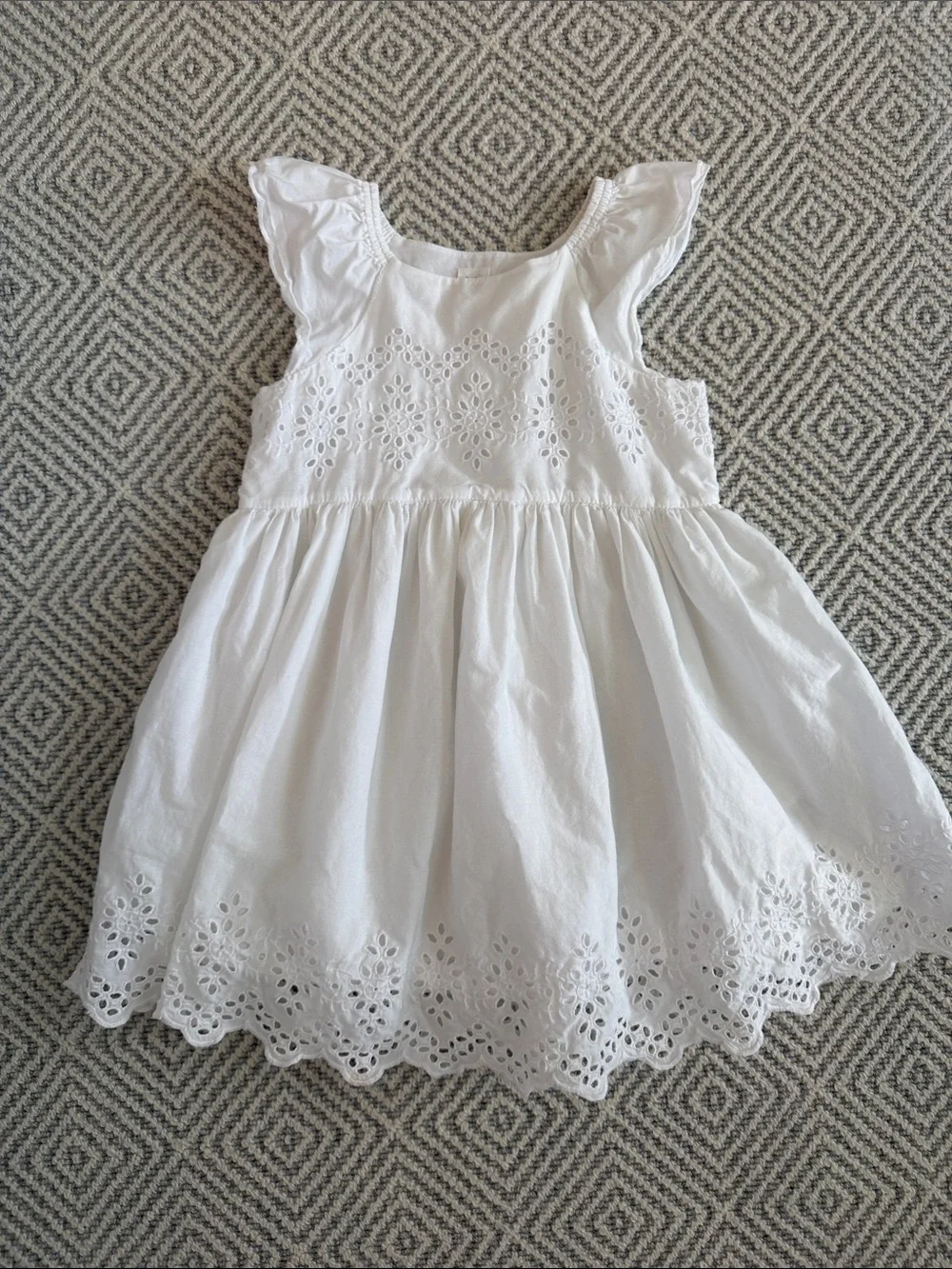 GAP Girls White Eyelet Ruffle Dress